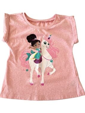 Nickelodeon Pink Nella The Princess Knight Unicorn Short Sleeve Tee | Girls 3T